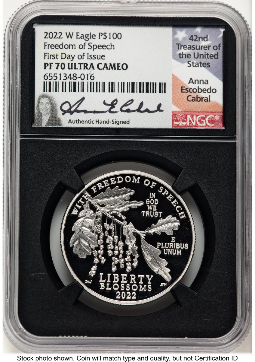 2022-W Modern Bullion Coins (2022-W Proof Platinum Eagle 1 oz FDI Anna Cabral Blk Core)