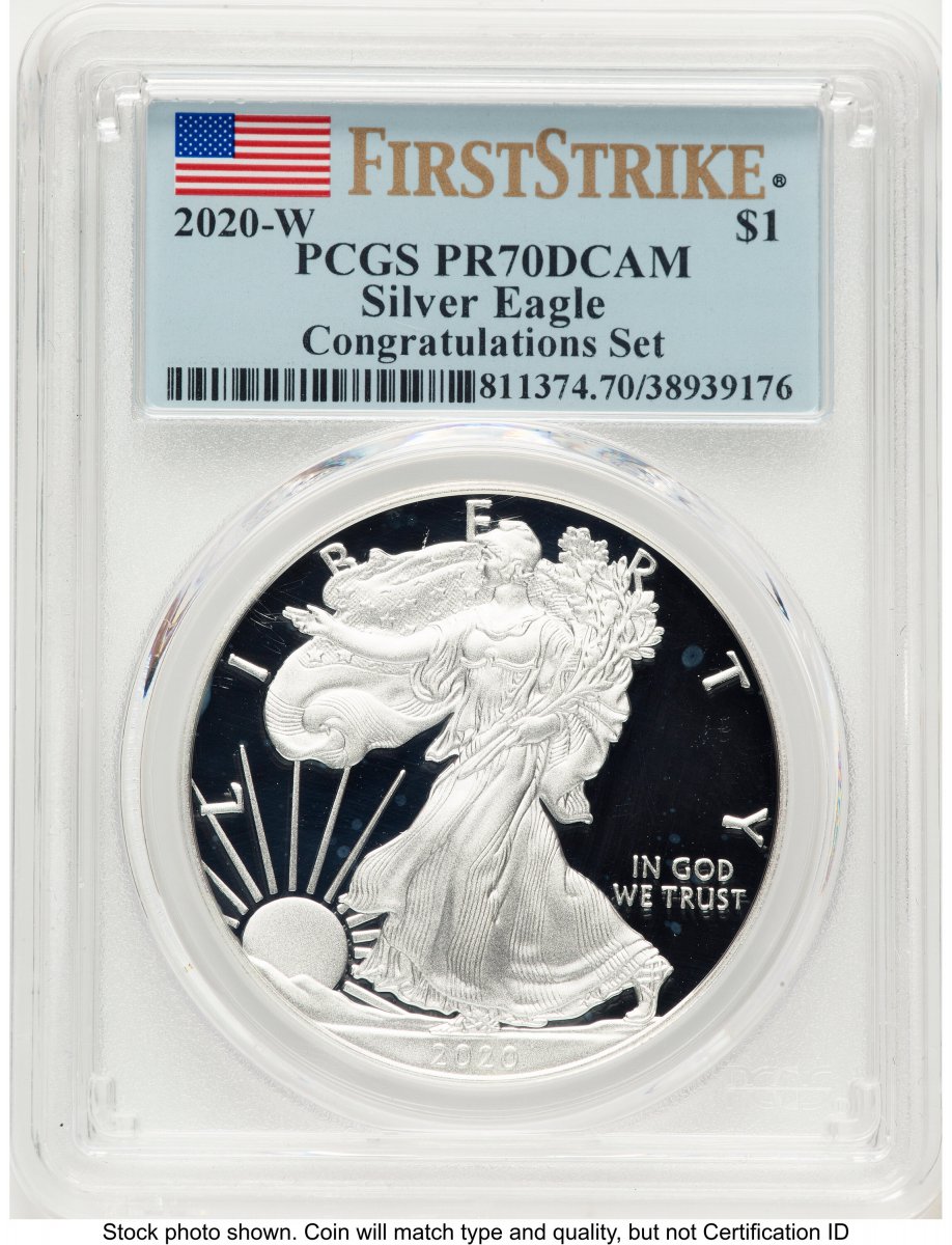 2020-W Modern Bullion Coins (2020-W Proof Silver Eagle Congratulations Set 1 oz FS Flag)