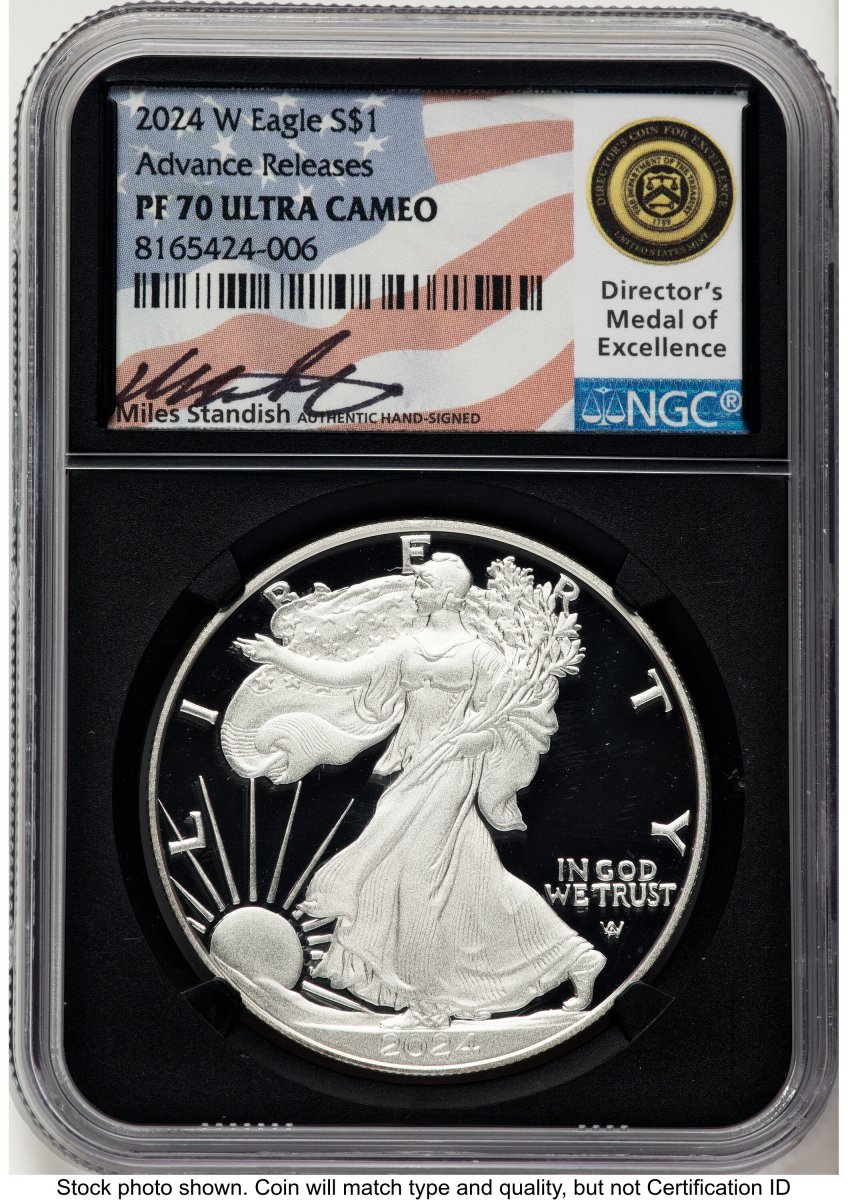 2024-W Modern Bullion Coins (2024-W Proof Silver Eagle 1 oz AR Miles Standish Blk Core)