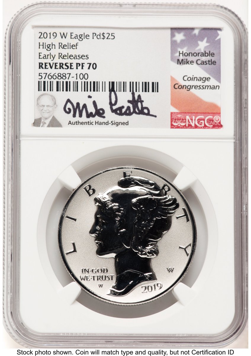 2019-W Modern Bullion Coins (2019-W Palladium Eagle 1 oz, REV PR ER Mike Castle)