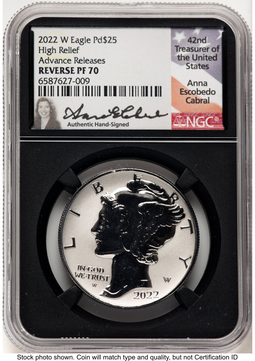 2022-W Modern Bullion Coins (2022-W Palladium Eagle 1 oz, REV PR AR Anna Cabral Blk Core)