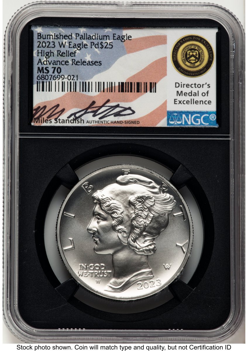 2023-W Modern Bullion Coins (2023-W Palladium Eagle 1 oz Burnished AR Miles Standish Blk Core)