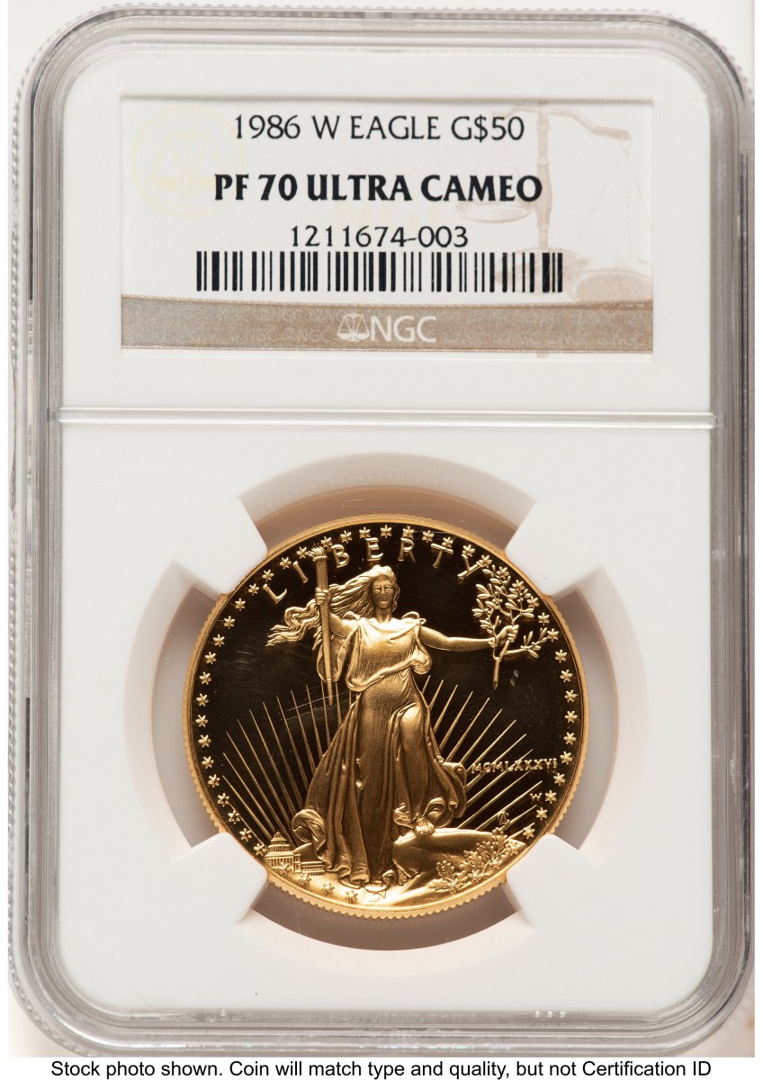 1986-W Modern Bullion Coins (1986-W Proof Gold Eagle 1 oz Brown Label)