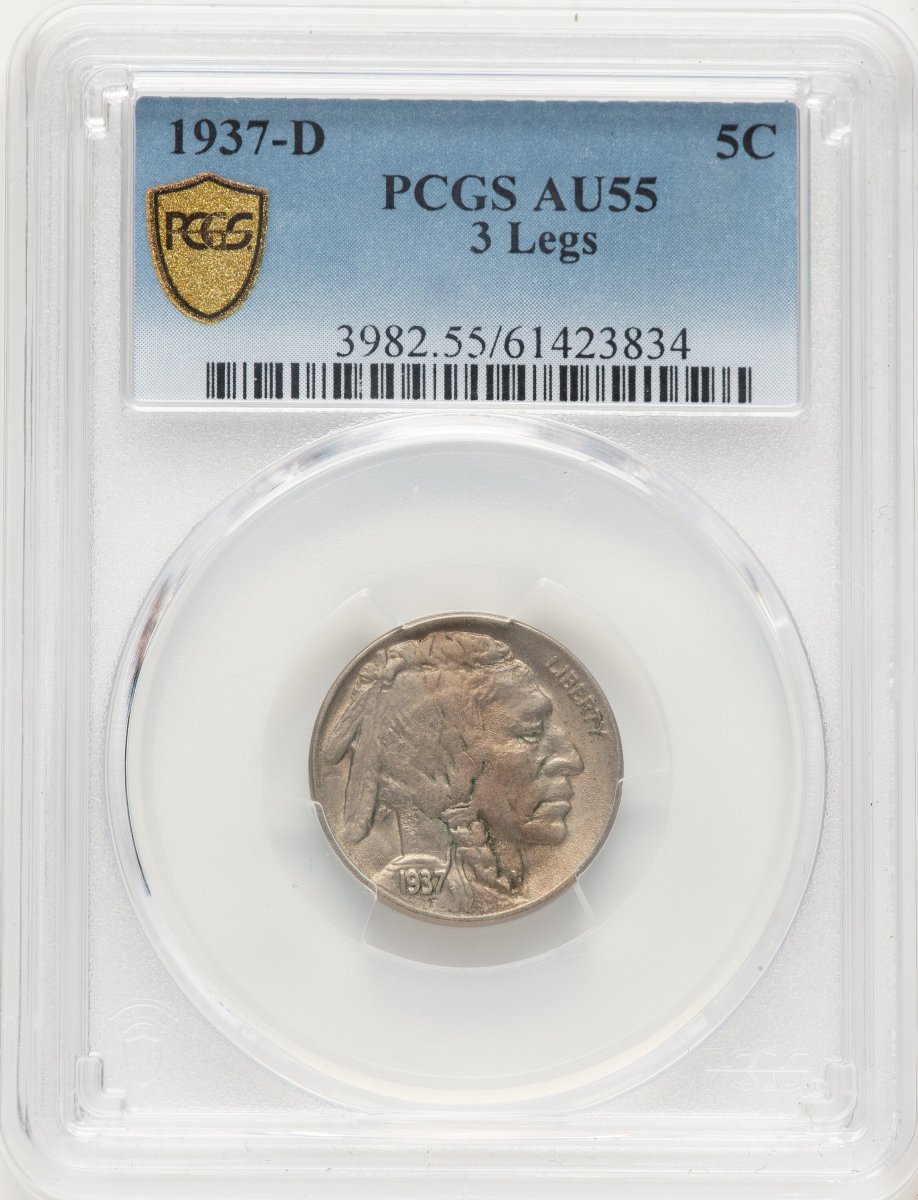 1937-D Buffalo Nickels (1937-D 5C Three-Legged, MS PCGS Secure)