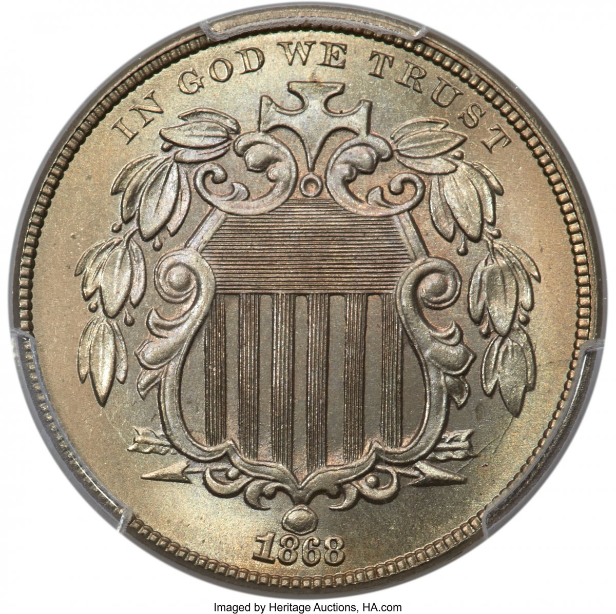 1868 Shield Nickels (1868 5C PCGS Secure)