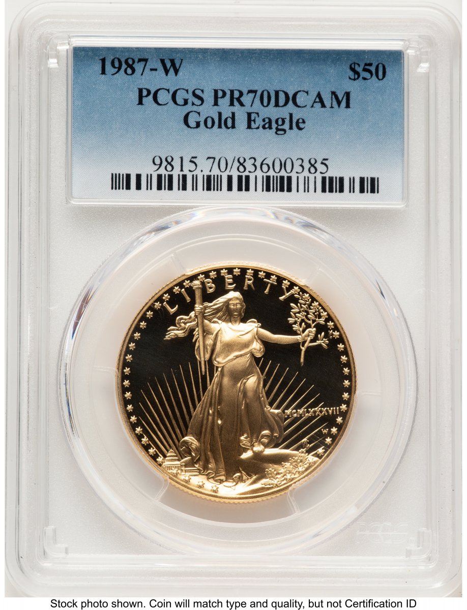 1987-W Modern Bullion Coins (1987-W Proof Gold Eagle 1 oz Blue Gradient)