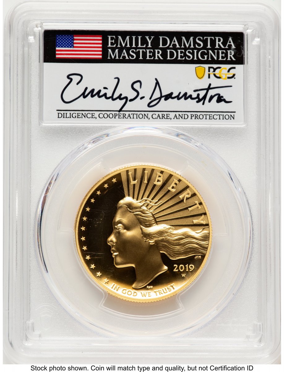 2019-W Modern Bullion Coins (2019-W G$100 American Liberty High Relief, Enhanced, DMPL WP Mint Hoard Emily Damstra)