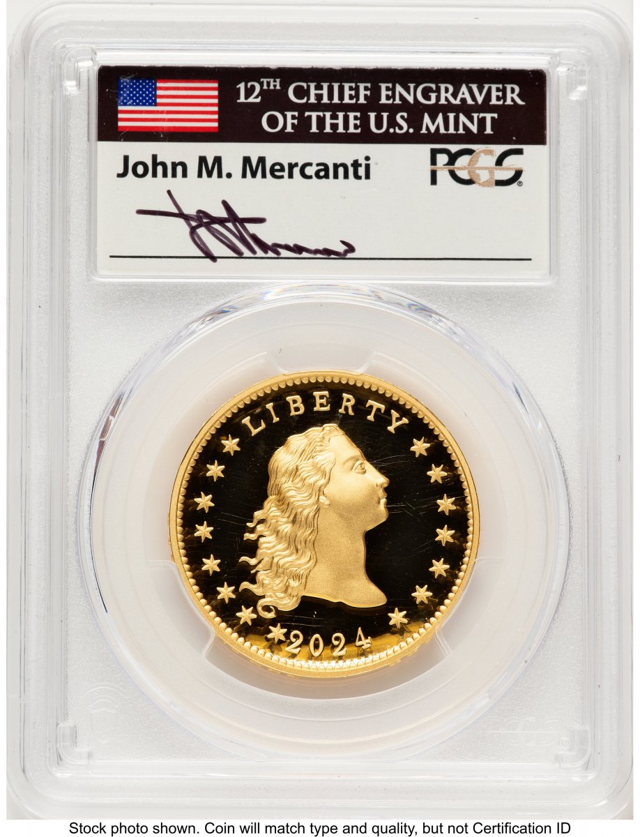 2024 Modern Bullion Coins (2024-(W) Gold 230th Anniversary Flowing Hair Medal FDI John Mercanti)
