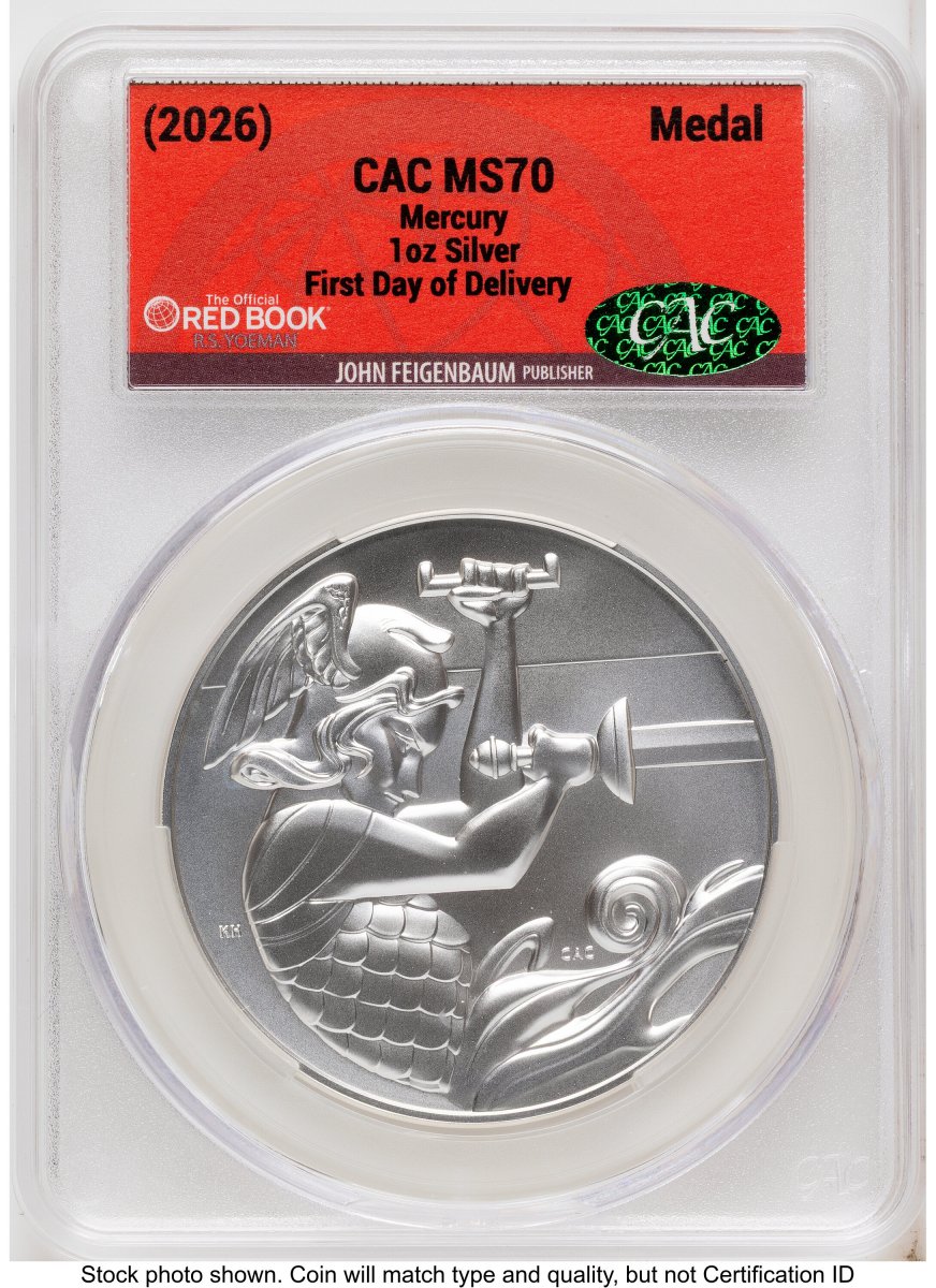 Modern Bullion Coins (2026 Best of the Mint 1916 Mercury Silver Medal 1 oz First Day of Delivery Red Book)