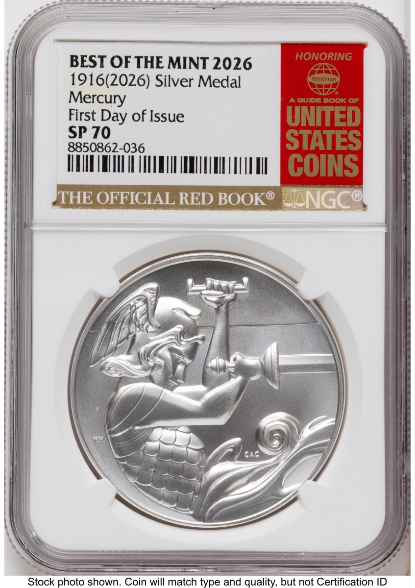 Modern Bullion Coins (2026 Best of the Mint 1916 Mercury Silver Medal 1 oz FDI Red Book)