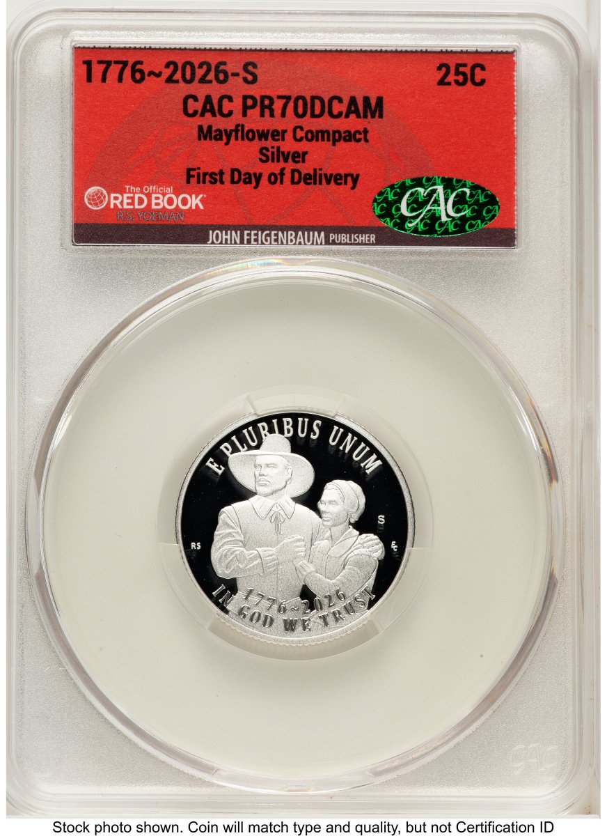 Modern Bullion Coins (2026-S Semiquincentennial Mayflower Compact Quarter 25C, PR First Day of Delivery Red Book)