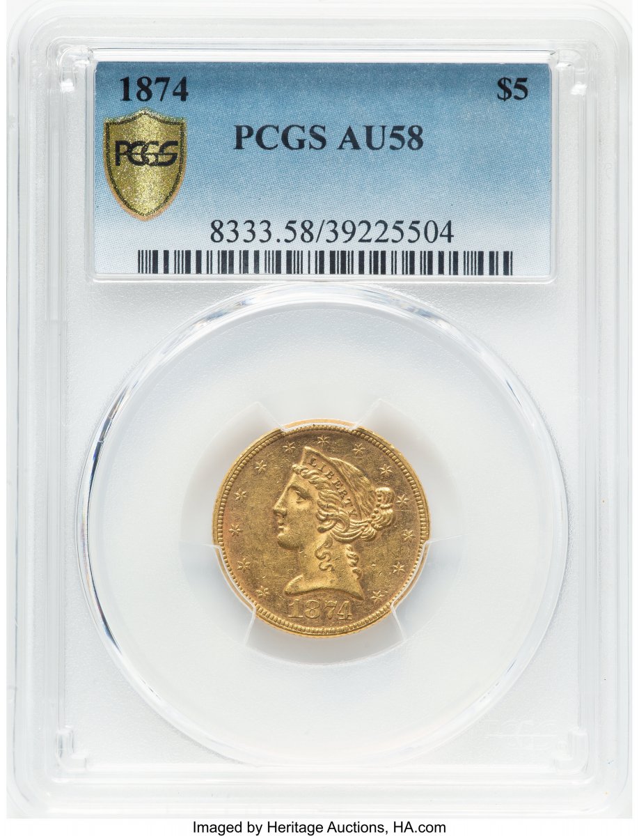 1874 Liberty Half Eagles (1874 $5 PCGS Secure)