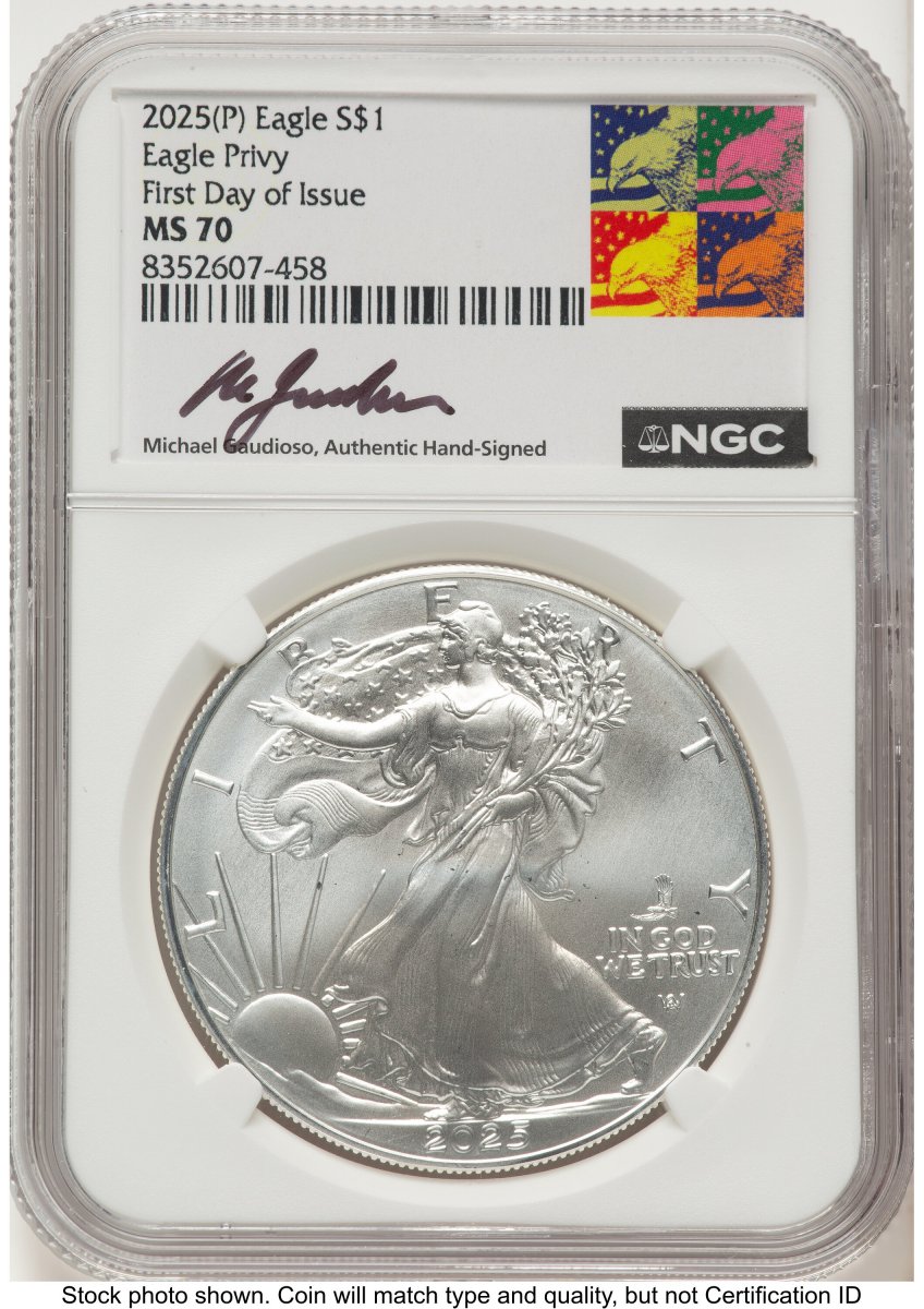 2025(-P) Modern Bullion Coins (2025-(P) Silver Eagle (Privy Mark) FDI Michael Gaudioso Eagle Art)