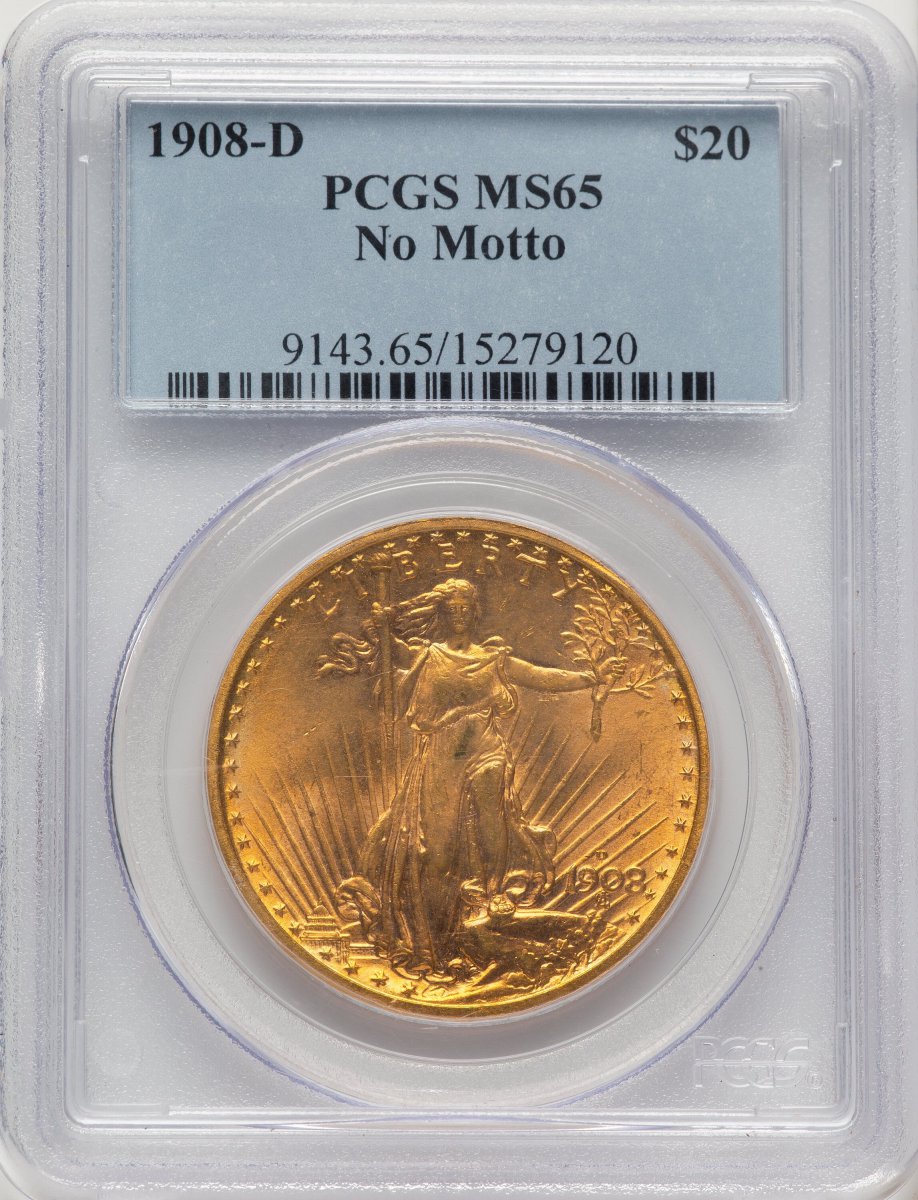 1908-D Saint-Gaudens Double Eagles (1908-D $20 NO MOTTO)