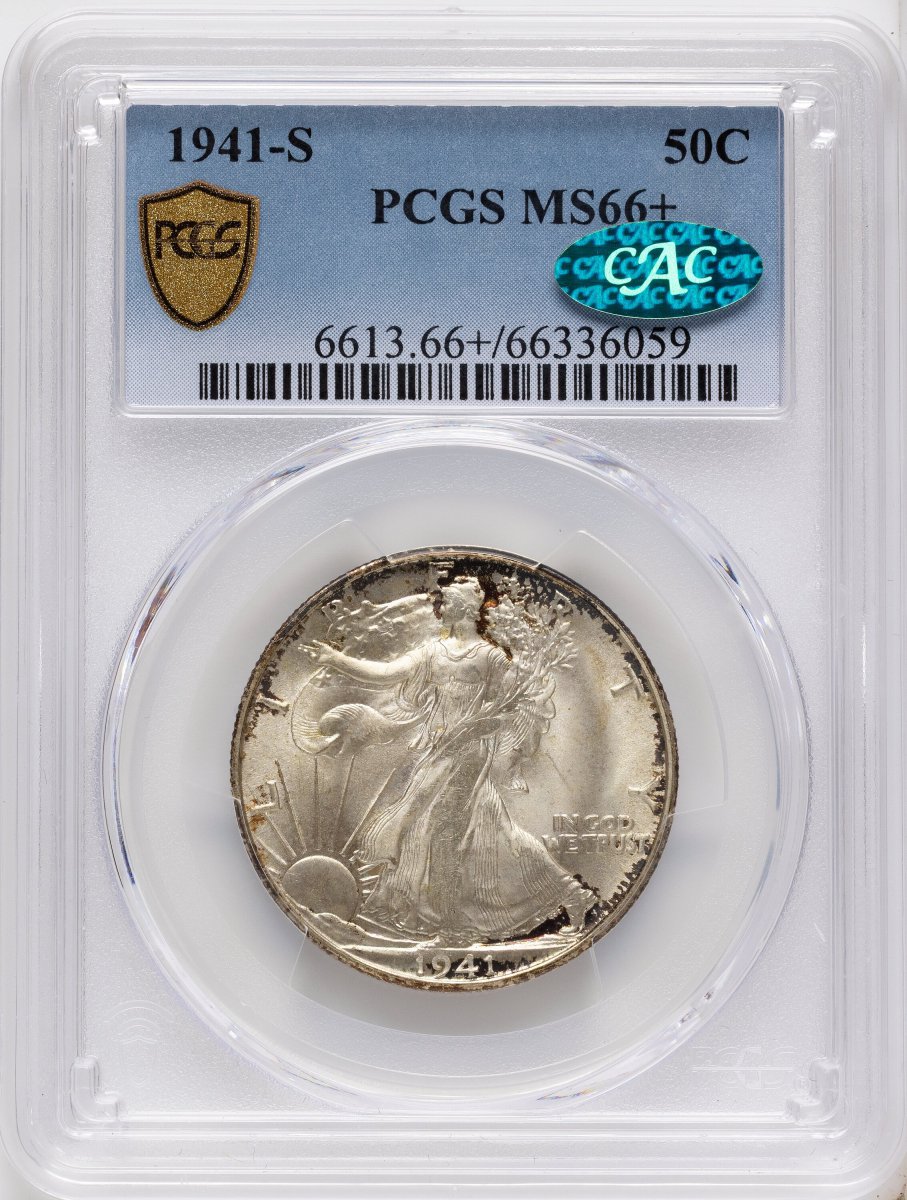 1941-S Walking Liberty Half Dollars (1941-S 50C, MS CAC PCGS Secure PCGS Plus)