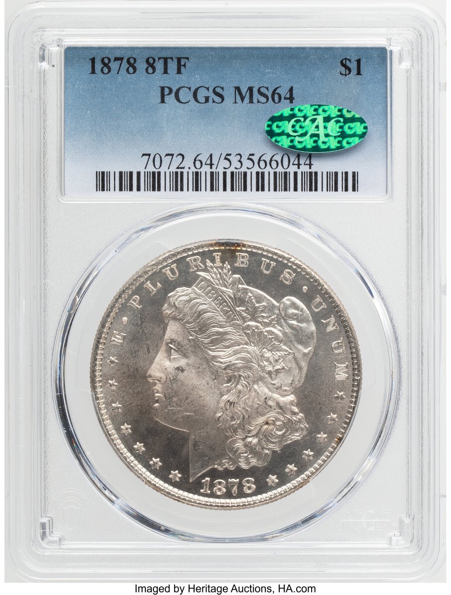 1878 8TF Morgan Dollars (1878 8TF $1 VAM 17 Diagonal in 8, MS CAC)
