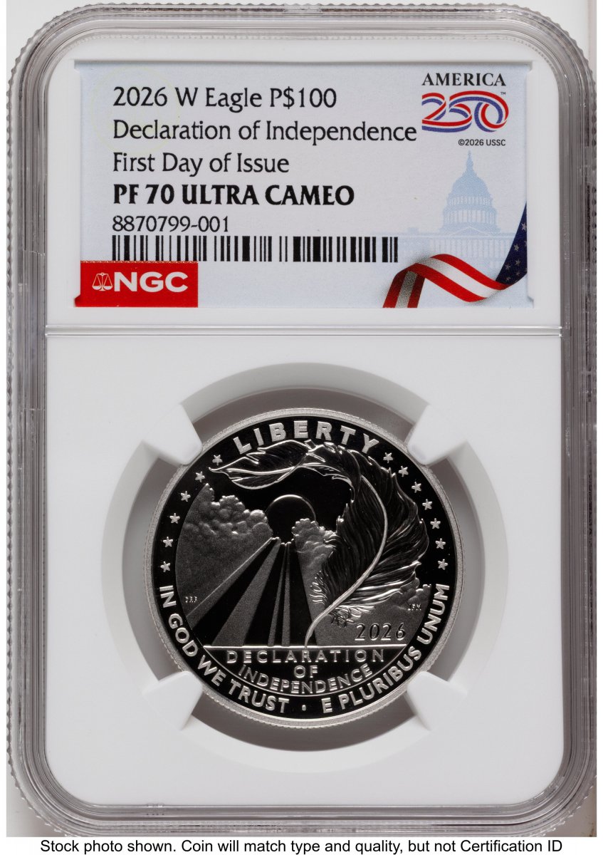 2026-W Modern Bullion Coins (2026-W Proof Platinum Eagle 1 oz FDI America 250 Congress Building Label)