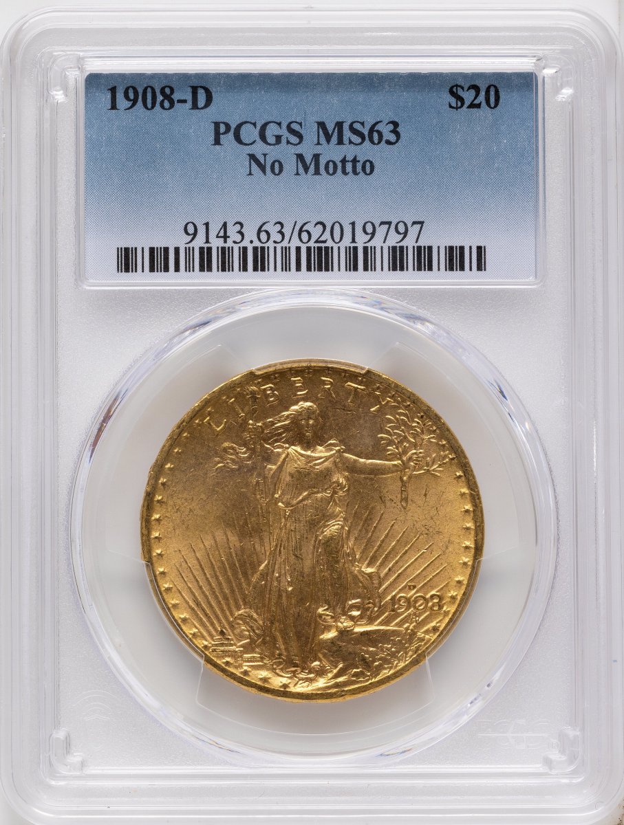 1908-D Saint-Gaudens Double Eagles (1908-D $20 NO MOTTO)