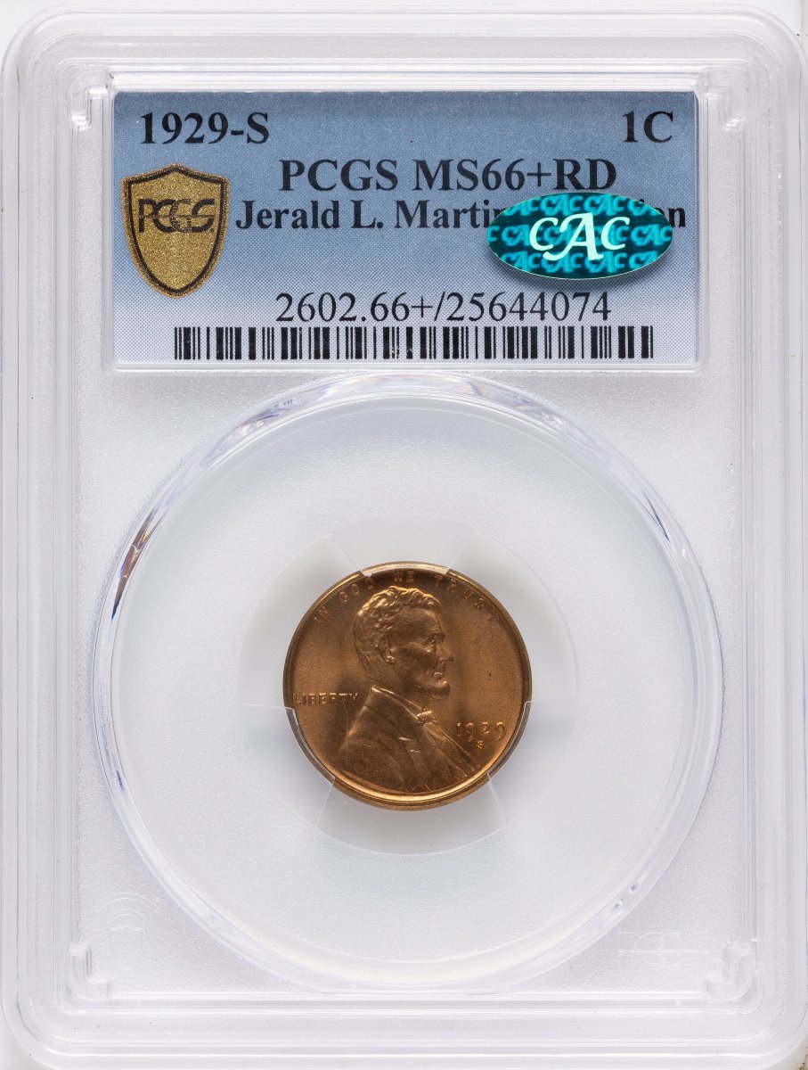 1929-S Lincoln Cents (1929-S 1C, RD CAC PCGS Secure PCGS Plus)