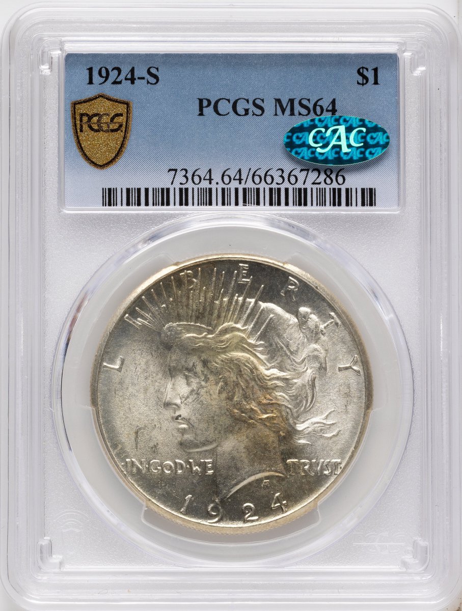 1924-S Peace Dollars (1924-S S$1 CAC PCGS Secure)