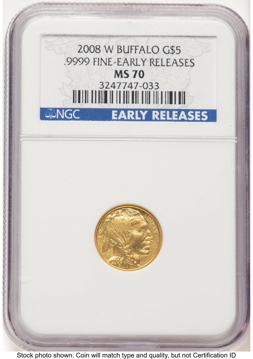 2008-W Modern Bullion Coins (2008-W Burnished Gold Buffalo 1/10 oz ER Blue)