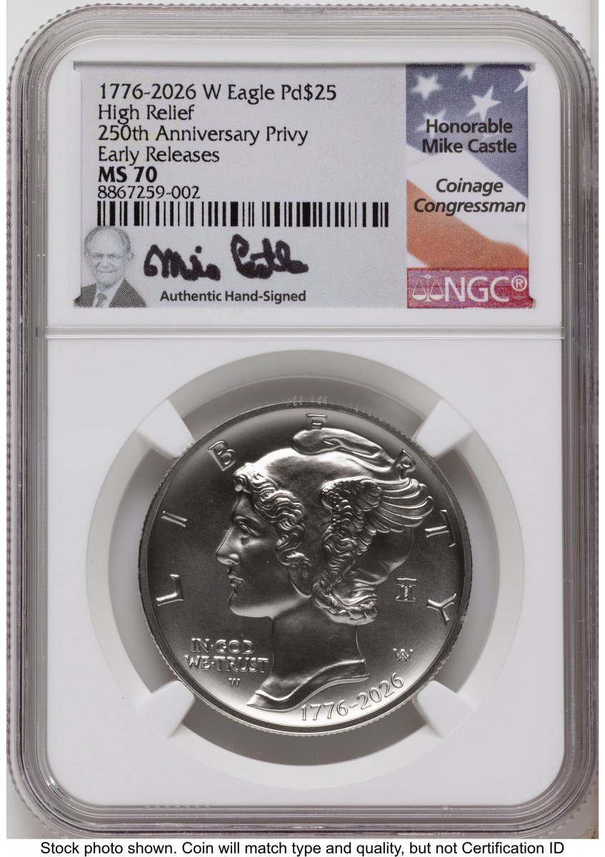 2026-W Modern Bullion Coins (2026-W Palladium Eagle 1 oz, Uncirculated ER Mike Castle)