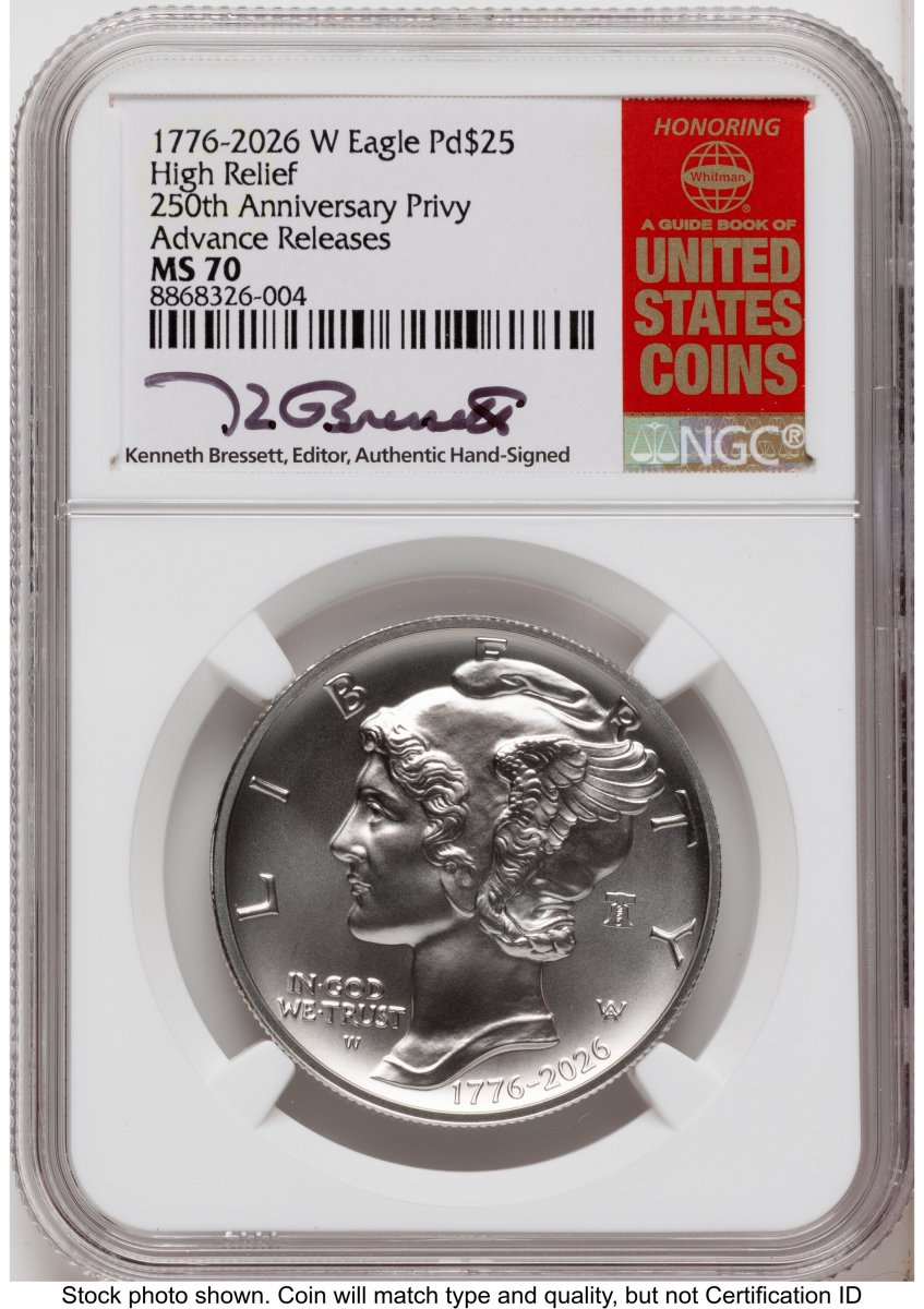 2026-W Modern Bullion Coins (2026-W Palladium Eagle 1 oz, Uncirculated AR Kenneth Bressett Red Book)