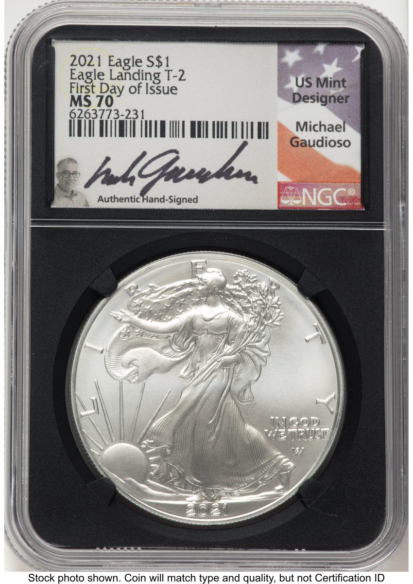 2021 Modern Bullion Coins (2021 Silver Eagle Type 2 FDI Michael Gaudioso Blk Core)
