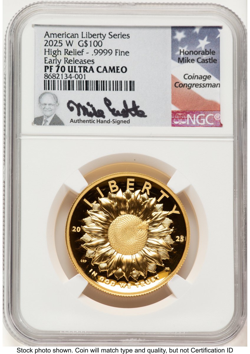 2025-W Modern Bullion Coins (2025-W G$100 American Liberty High Relief, DC ER Mike Castle)