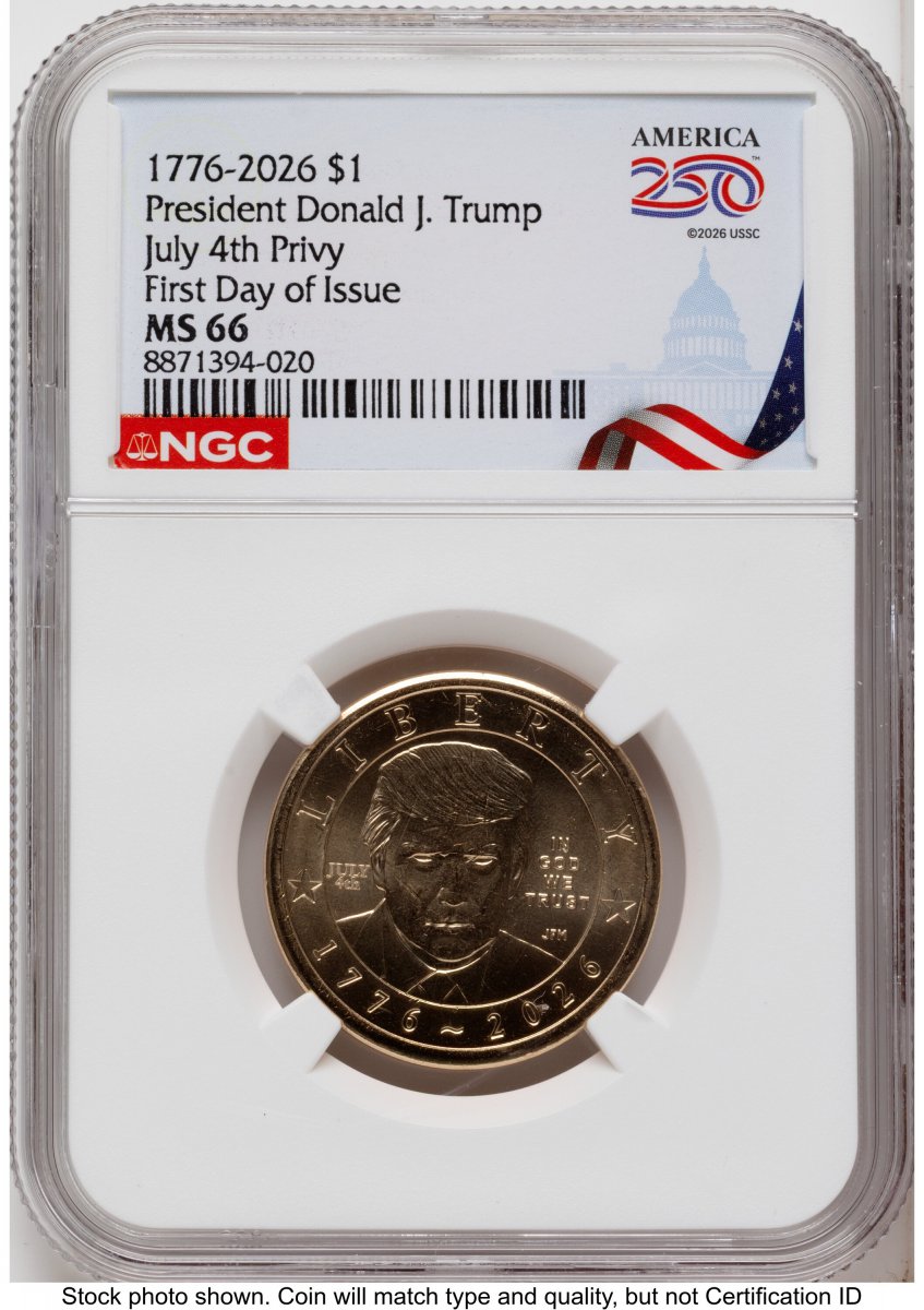 2026 Modern Bullion Coins (2026 Semiquincentennial President Donald J. Trump $1 (Privy Mark) FDI America 250 Congress Building Label)