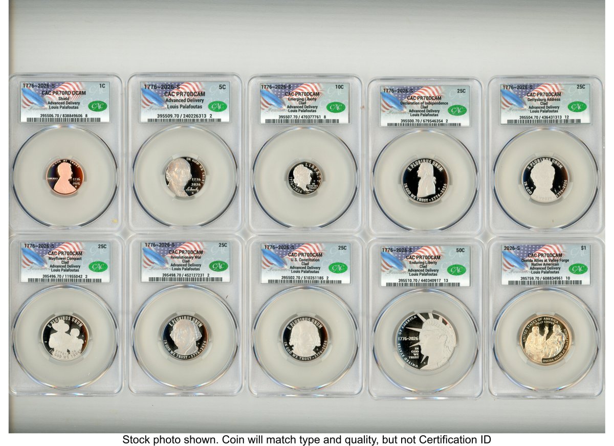 Modern Bullion Coins (2026 10 Coin Semiquincentennial Clad Proof Set Advanced Delivery Louis Palafoutas)