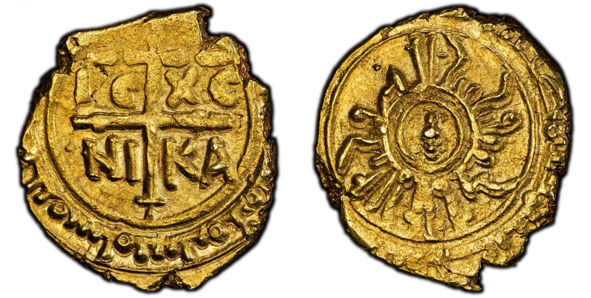 World Coins ("ITALIAN STATES. Sicily. Tancred. (King, 1190-1194). (1190-1194) ND AV 2 Tari. PCGS MS61.  Palermo. 2.24gm. (King Tancred, the sublime). Three small globes aligned within a linear circle; Kufic legend around / IC – XC// NI – KA. Patriarchal cross flanked )