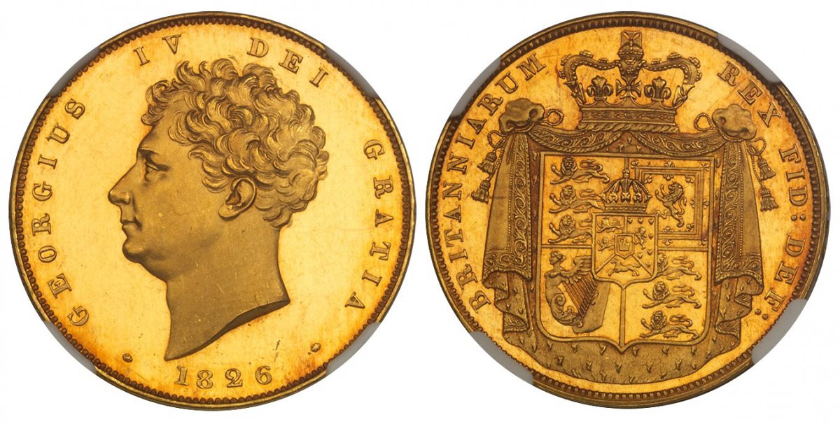 World Coins ("GREAT BRITAIN. George IV. (King, 1820-1830). 1826 AV Two Pounds. NGC PF65UCAM (Ultra Cameo).  GEORGIUS IV DEI GRATIA. Head left / BRITANNIARUM REX FID: DEF:. Arms within crowned mantle. KM 701. Proof; SCBC-3799; W&R 228; Fr.-374.

Please use this link to)