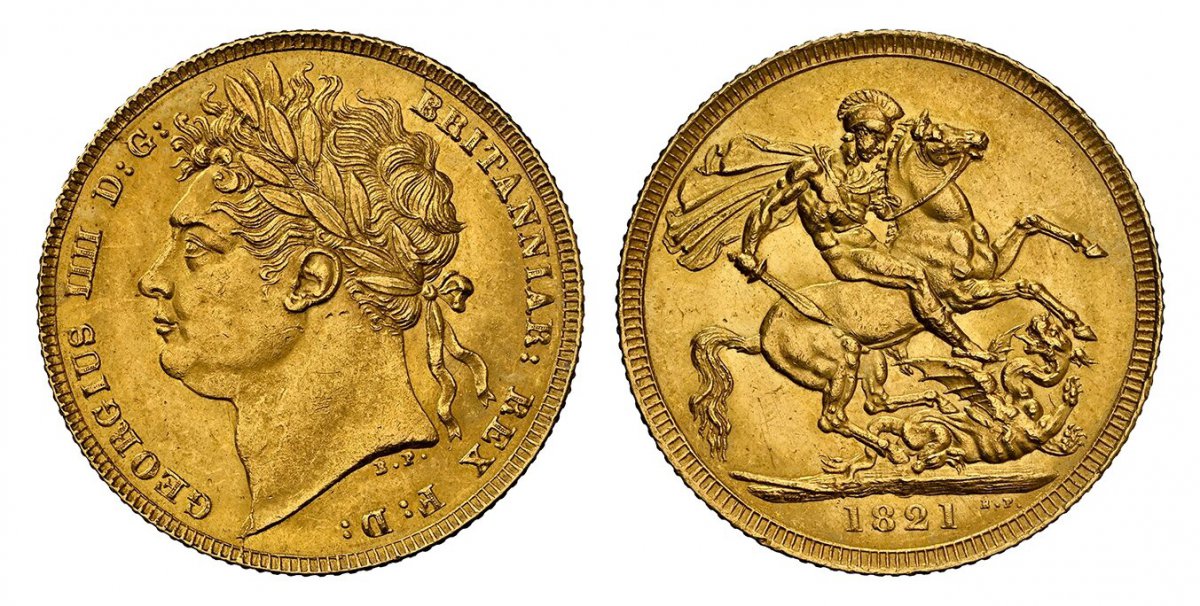 World Coins ("GREAT BRITAIN. George IV. (King, 1820-1830). 1821 AV Sovereign. NGC MS64.  GEORGIUS IIII D:G: BRITANNIAR: REX F:D:. Laureate head left / St. George slaying the dragon. KM 682; SCBC-3800; Fr.-376; Marsh 5.

Please use this link to verify the NGC certifica)