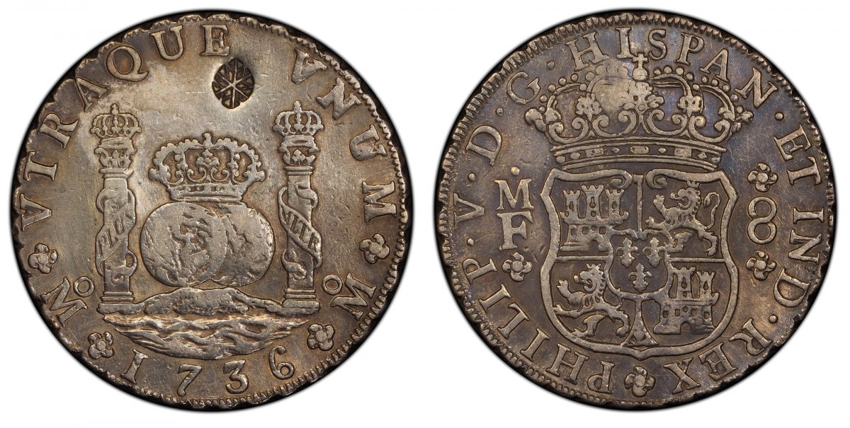 World Coins ("NETHERLANDS EAST INDIES. Madura Island. Sultanate of Sumenep, Sultan Paku Nata Ningrat. (1811-1854) AR Ducaton. PCGS Genuine - VF Details Cleaned.  Variety S1d (Floral design). cf. KM 201.1; KM-103 (host).

Counterstruck on a Mexican 1736-Mo MF 8 Reales )