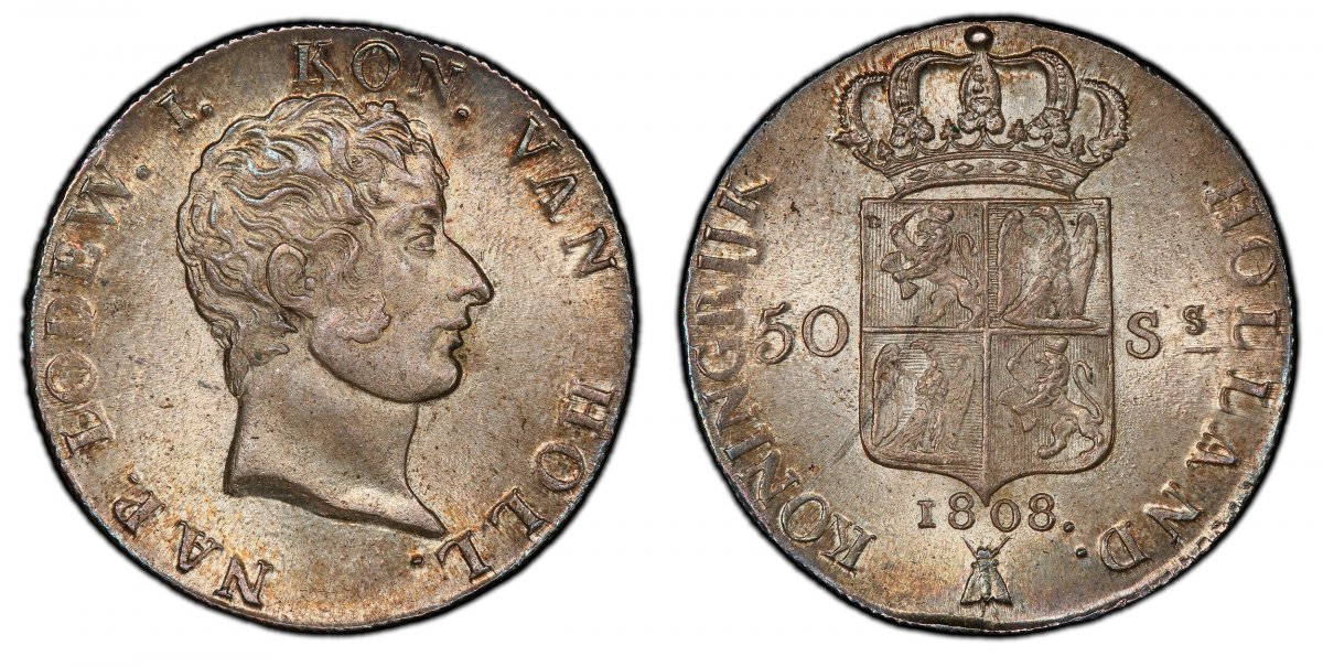 World Coins ("NETHERLANDS. Louis Napoleon. 1808 (Bee) AR 50 Stuivers. PCGS MS66+.  Utrecht. Edge: Slant-reeded. NAP. LODEW. I. KON... Head right / KONINGRIJK  HOLLAND. Crowned 4-fold arms divides value, date below. KM 28; Dav.-228; Sch.-148.

Please use this link to v)