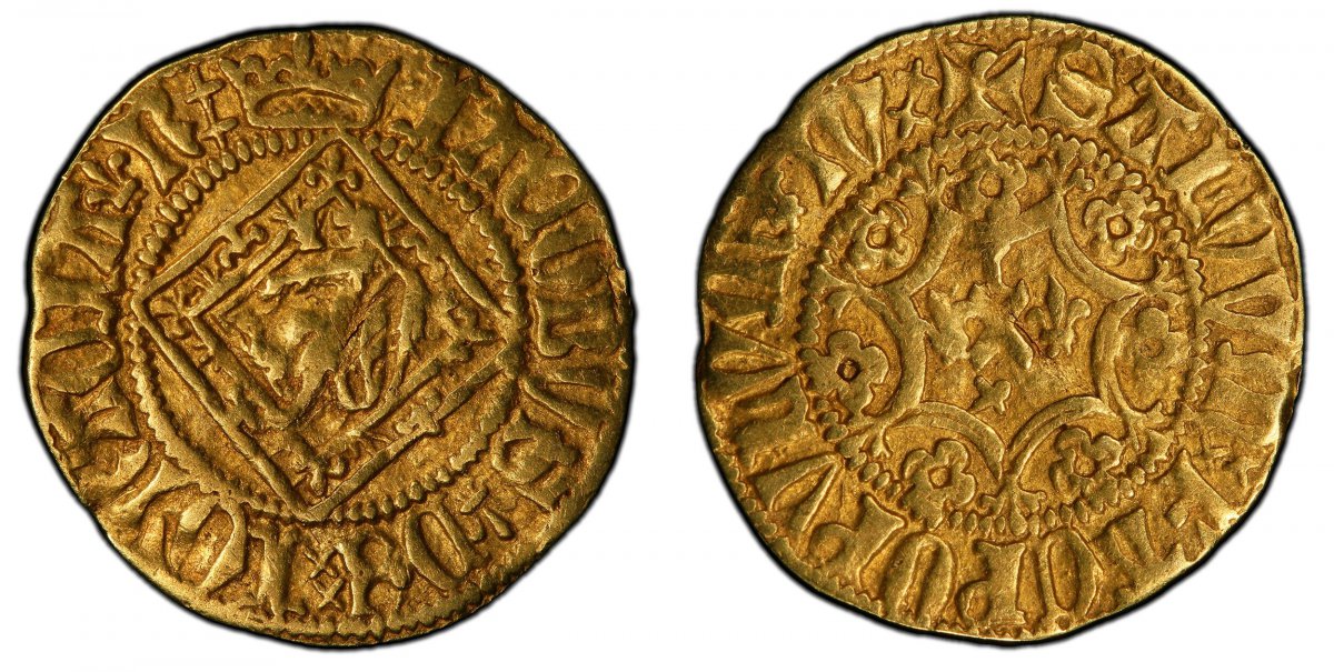 World Coins ("SCOTLAND. James I. (King, 1406-1437). (1406-1437) ND AV Half-Demy. PCGS XF45.  Edinburgh. 1.57gm. IACOBVS DEI GRACIA (plumes) R(EX). Crown above rampant lion within lozenge; double saltire between D and I of DEI / +SALVVM FAC POPVLVM TVVM. Saltire cross )