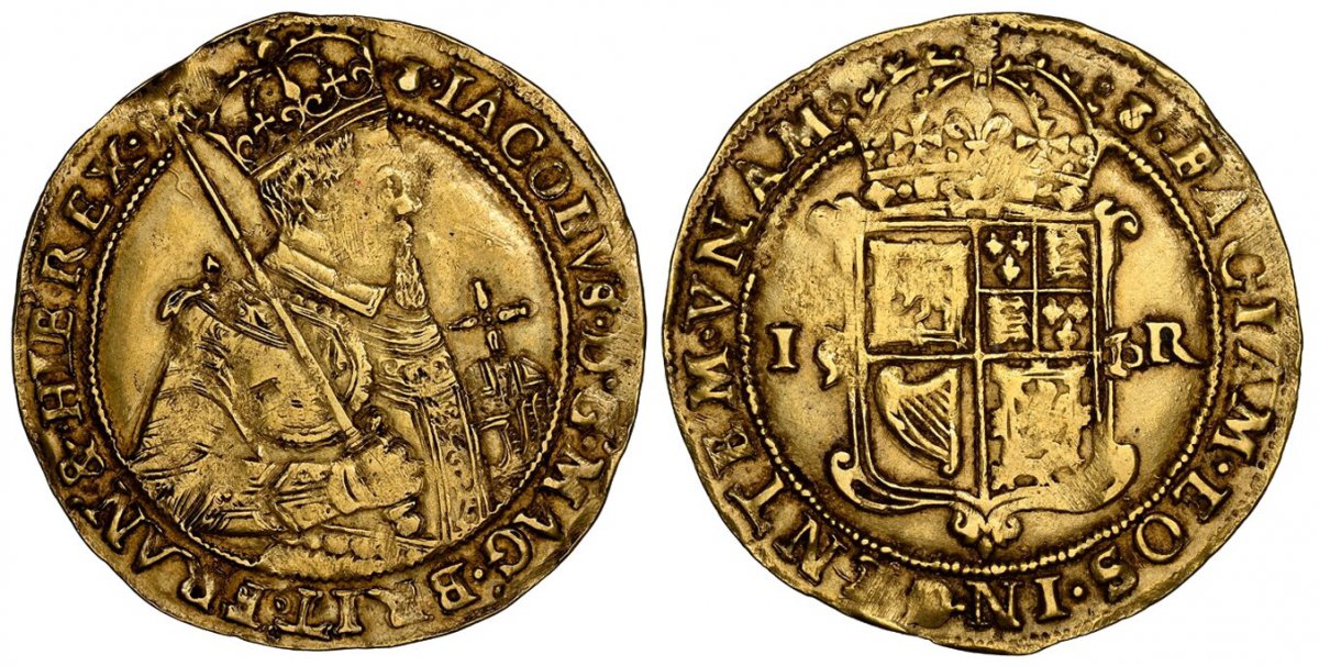 World Coins ("SCOTLAND. James VI (I). (King, 1567-1625). (1609-25) ND-(Thistle) AV Unite (Scepter). NGC XF45.  Edinburgh. 9.90gm. IACOBVS • D: G: MAG: BRIT • FRAN •&•HIB•REX•. Crowned half-length bust, right holding orb and lis-tipped sceptre / FACIAM • EOS • IN • GEN)
