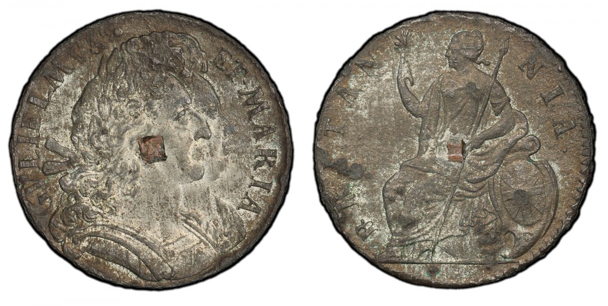 World Coins ("GREAT BRITAIN. England. William and Mary. (Monarchs, 1689-1694). 1690 Tin Halfpenny. PCGS MS61.  Edge: Date. Large armored busts of William and Mary right / Seated Britannia with branch, spear and shield of arms, left. KM 475.1; SCBC-3448.

Please use th)